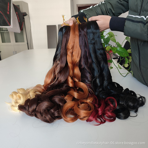 Synthetic Loose wave Wavy Crochet Braiding Hair Pre Stretched Ombre Braiding Hair Extensions For Black Women